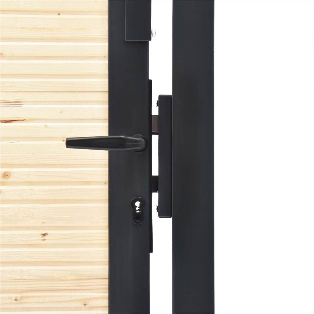 Fence Gate Steel and Spruce Wood 413x150 cm