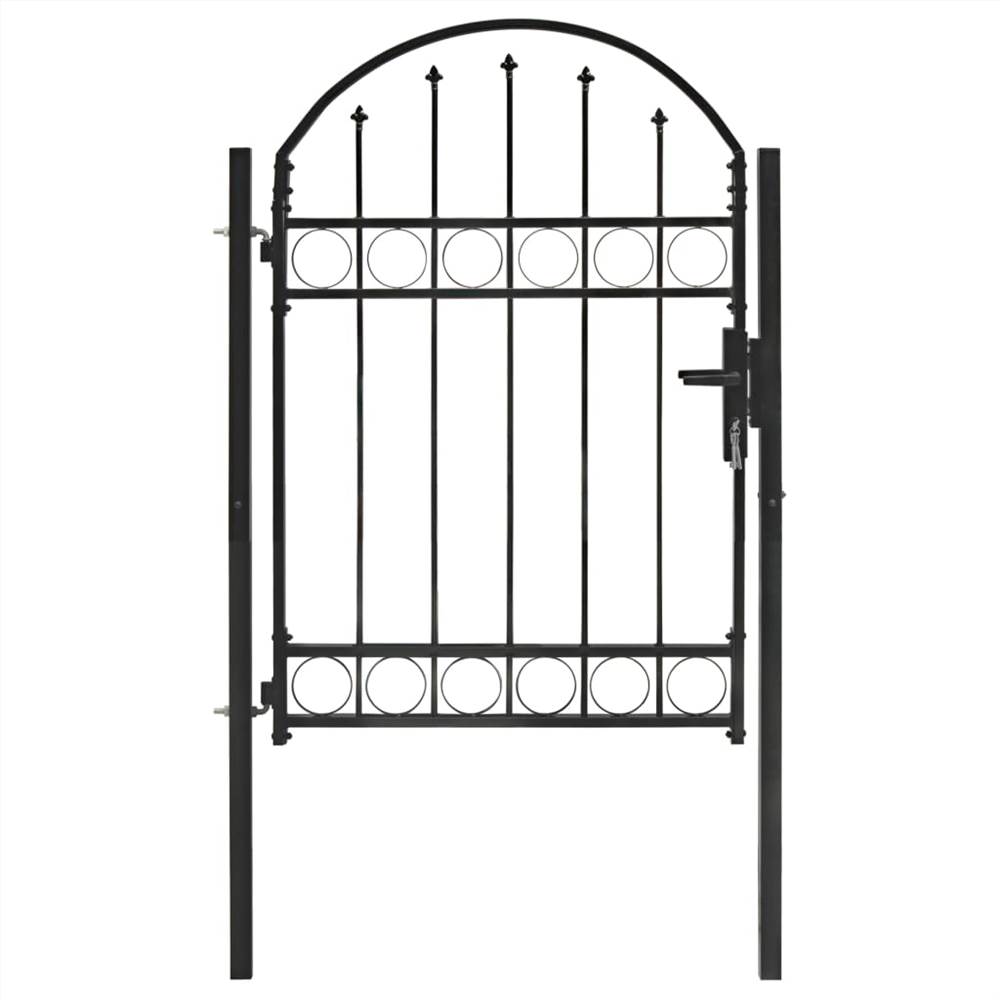

Fence Gate with Arched Top Steel 100x125 cm Black