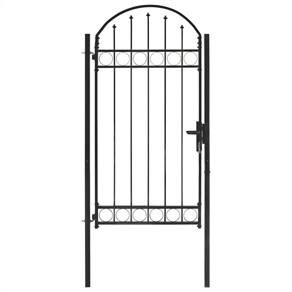 

Fence Gate with Arched Top Steel 100x250 cm Black