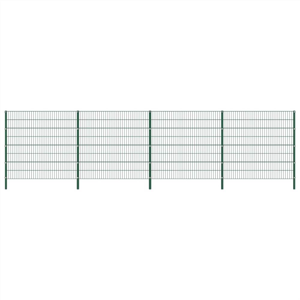 

Fence Panel with Posts Iron 6.8x1.6 m Green