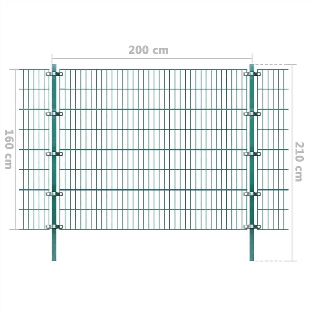Fence Panel with Posts Powder-coated Iron 6x1.6 m Green