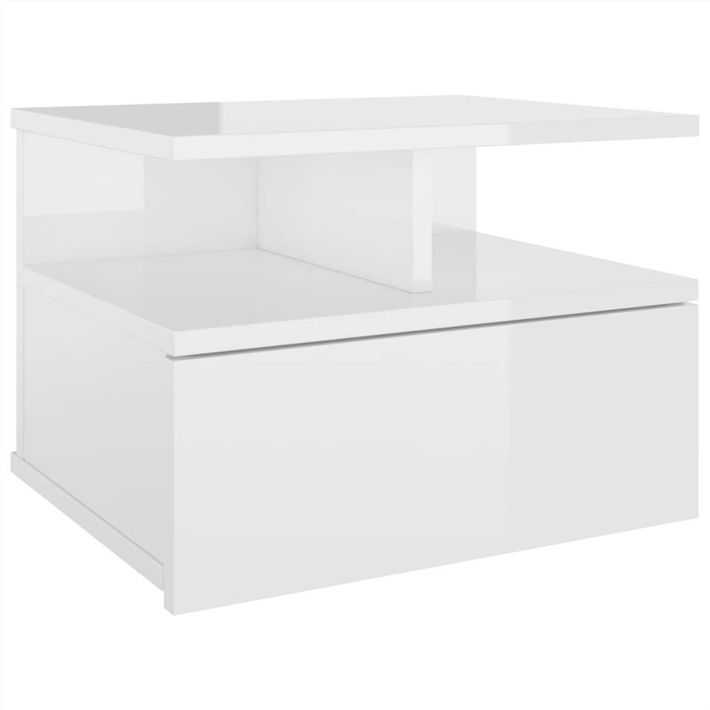 Floating Nightstand High Gloss White 40x31x27 cm Chipboard