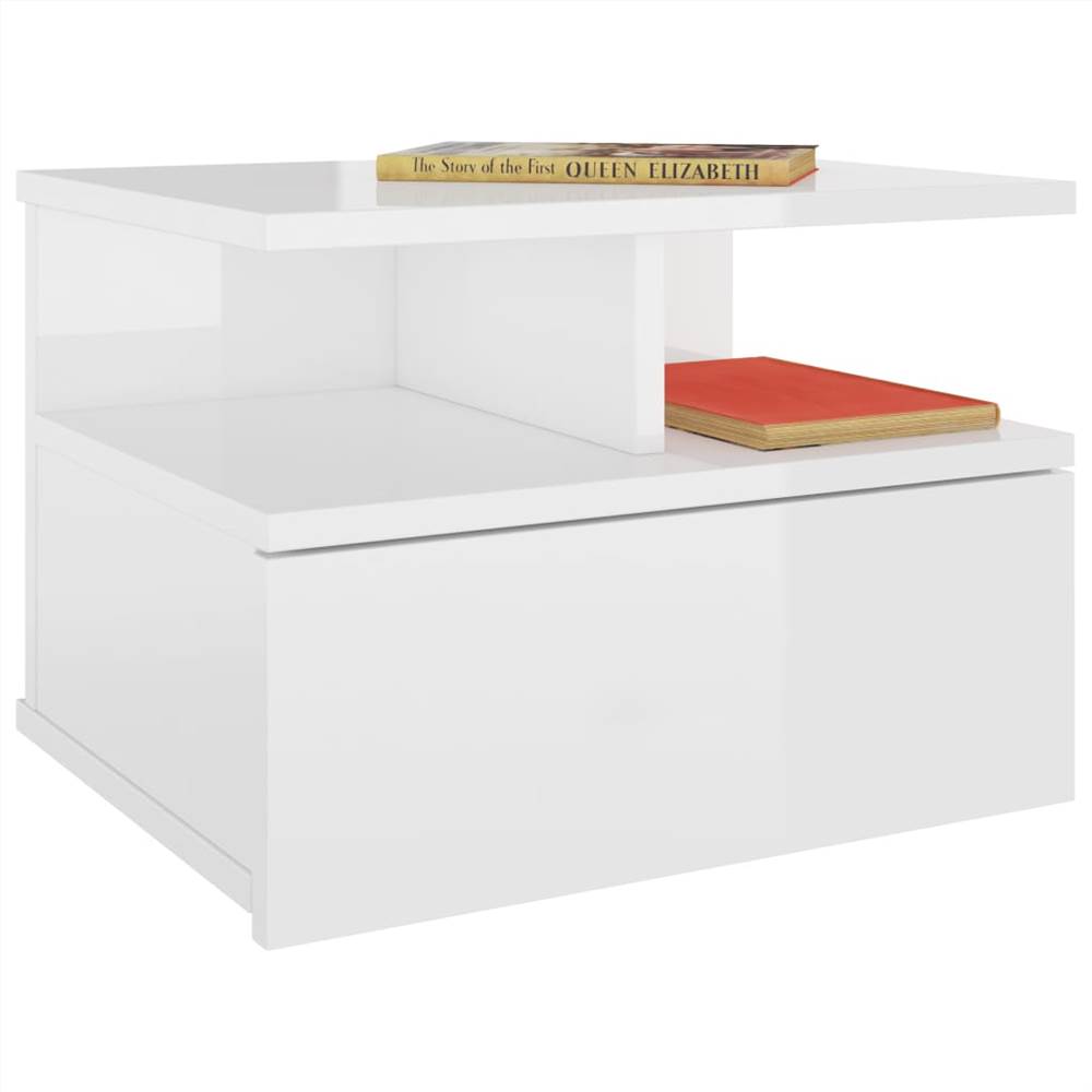 Floating Nightstand High Gloss White 40x31x27 cm Chipboard