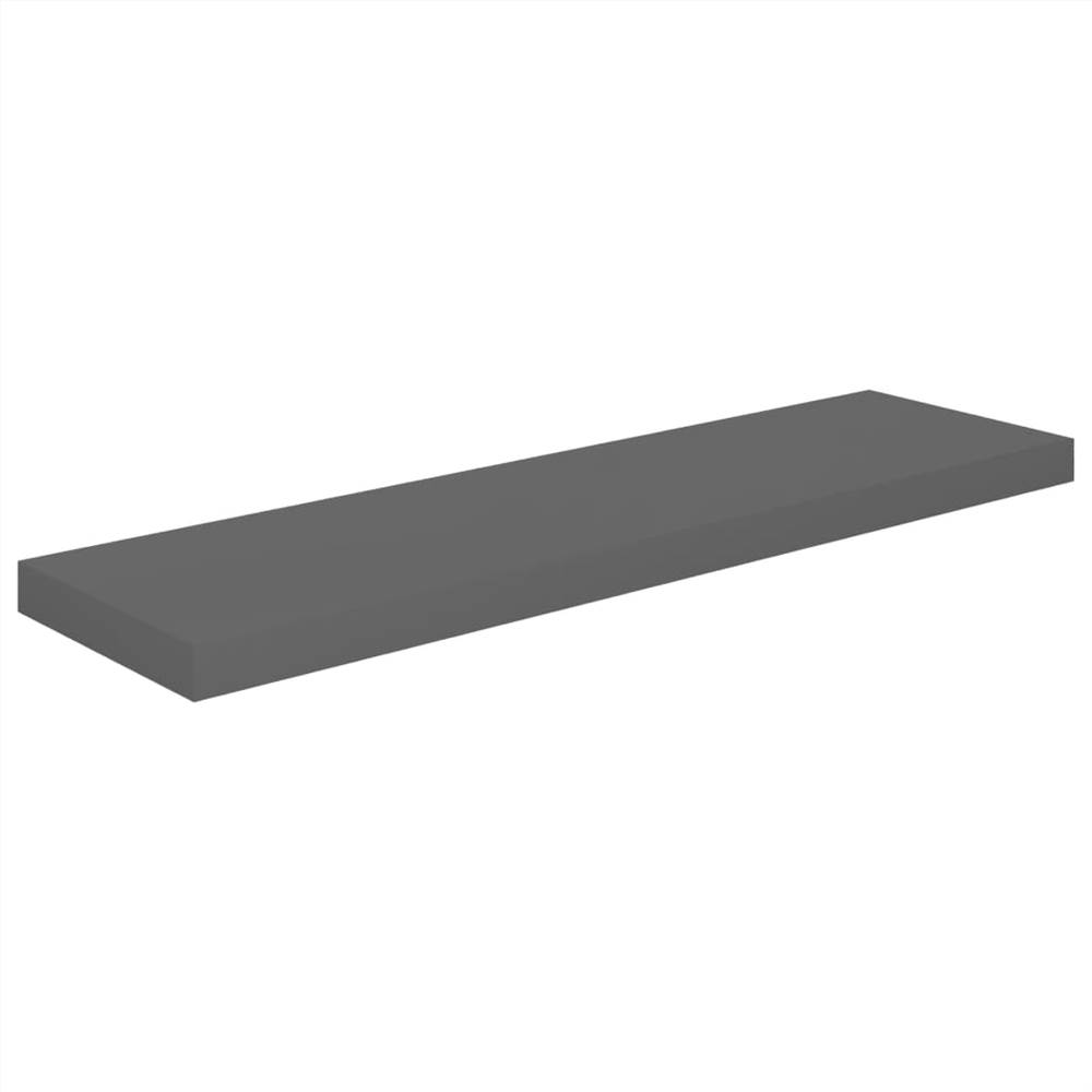 Floating Wall Shelf High Gloss Grey 90x23.5x3.8 cm MDF