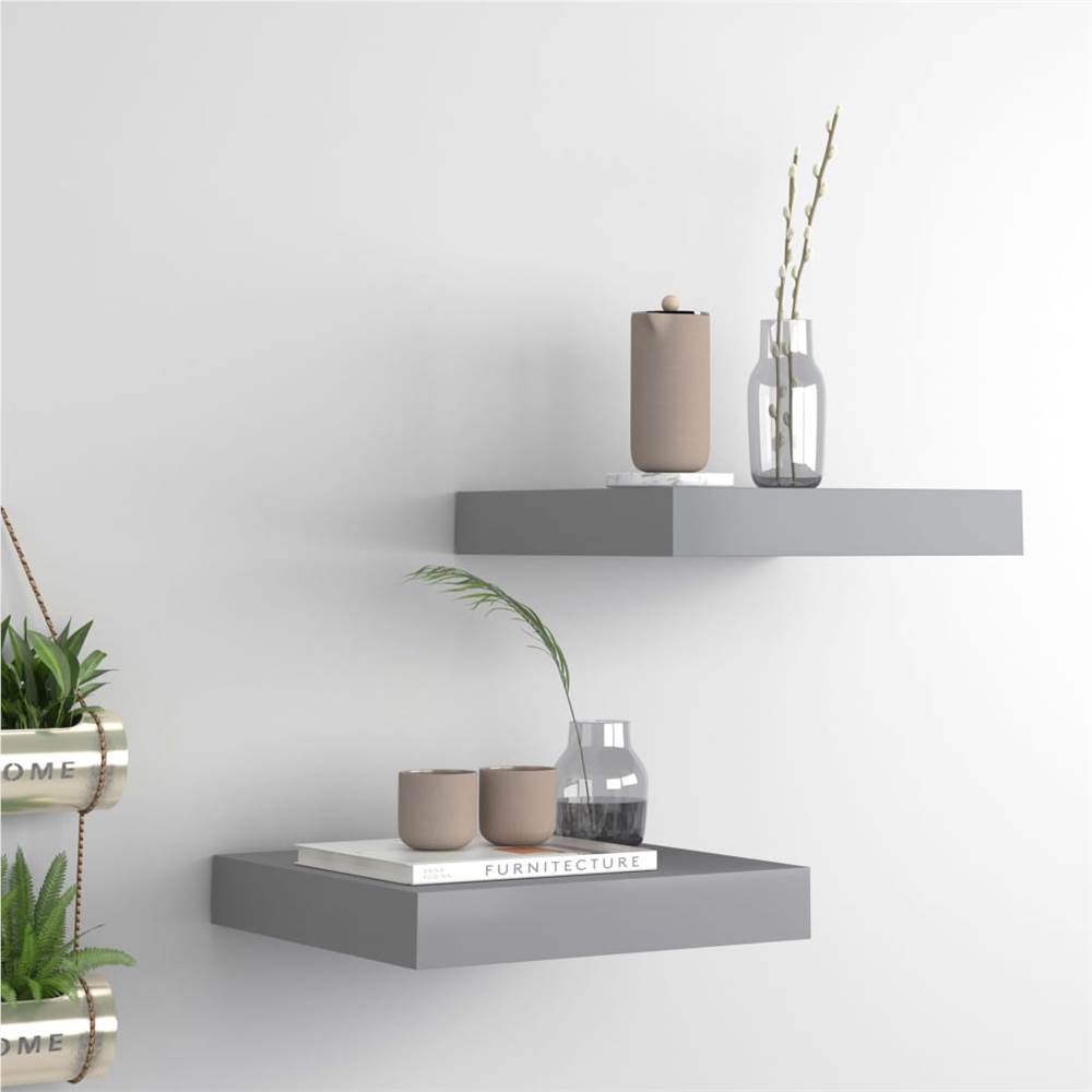 

Floating Wall Shelves 2 pcs Grey 23x23.5x3.8 cm MDF