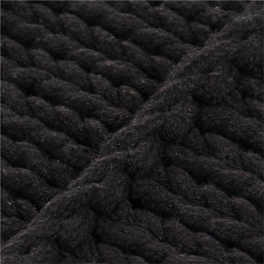 Floor Cushion Square Knitted Cotton 60x60 cm Black
