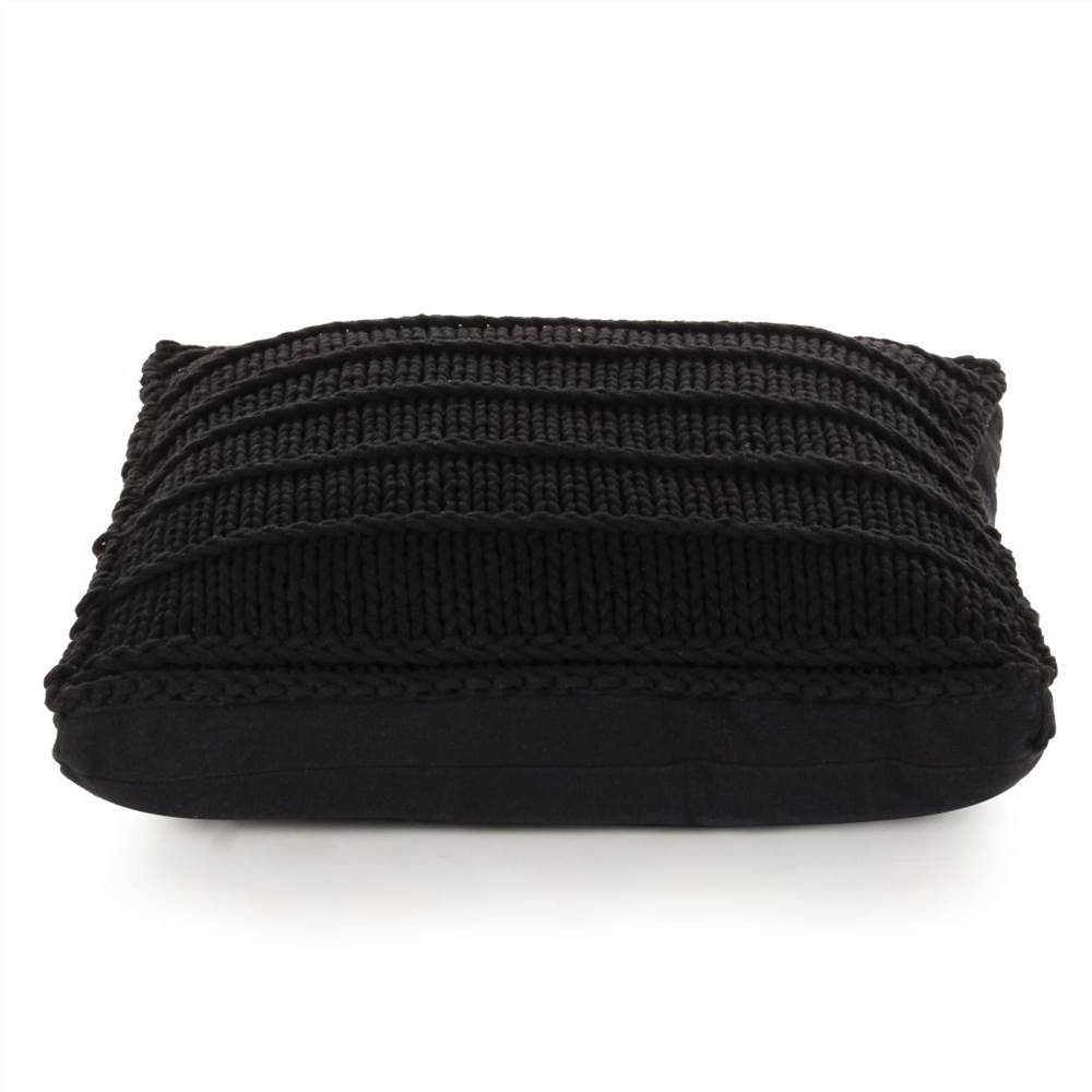 Floor Cushion Square Knitted Cotton 60x60 cm Black