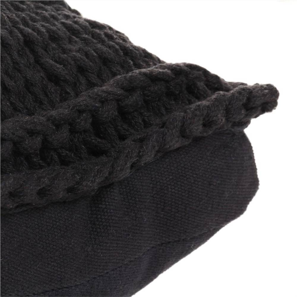 Floor Cushion Square Knitted Cotton 60x60 cm Black