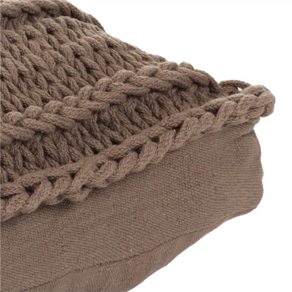 Floor Cushion Square Knitted Cotton 60x60 cm Brown