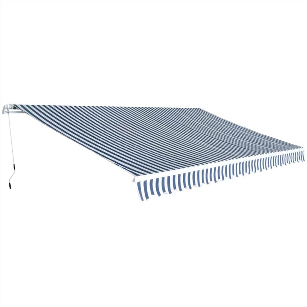 Folding Awning Manual-Operated 500 cm Blue and White