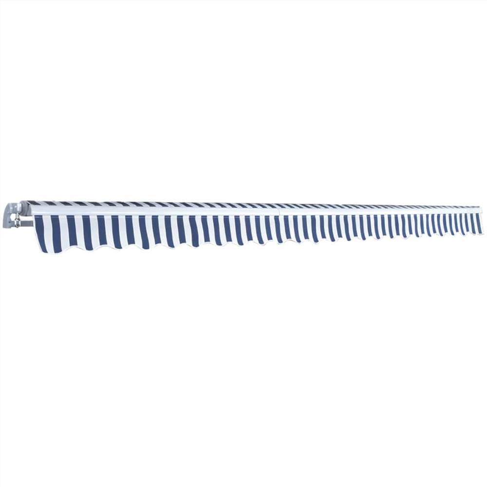 Folding Awning Manual-Operated 500 cm Blue and White