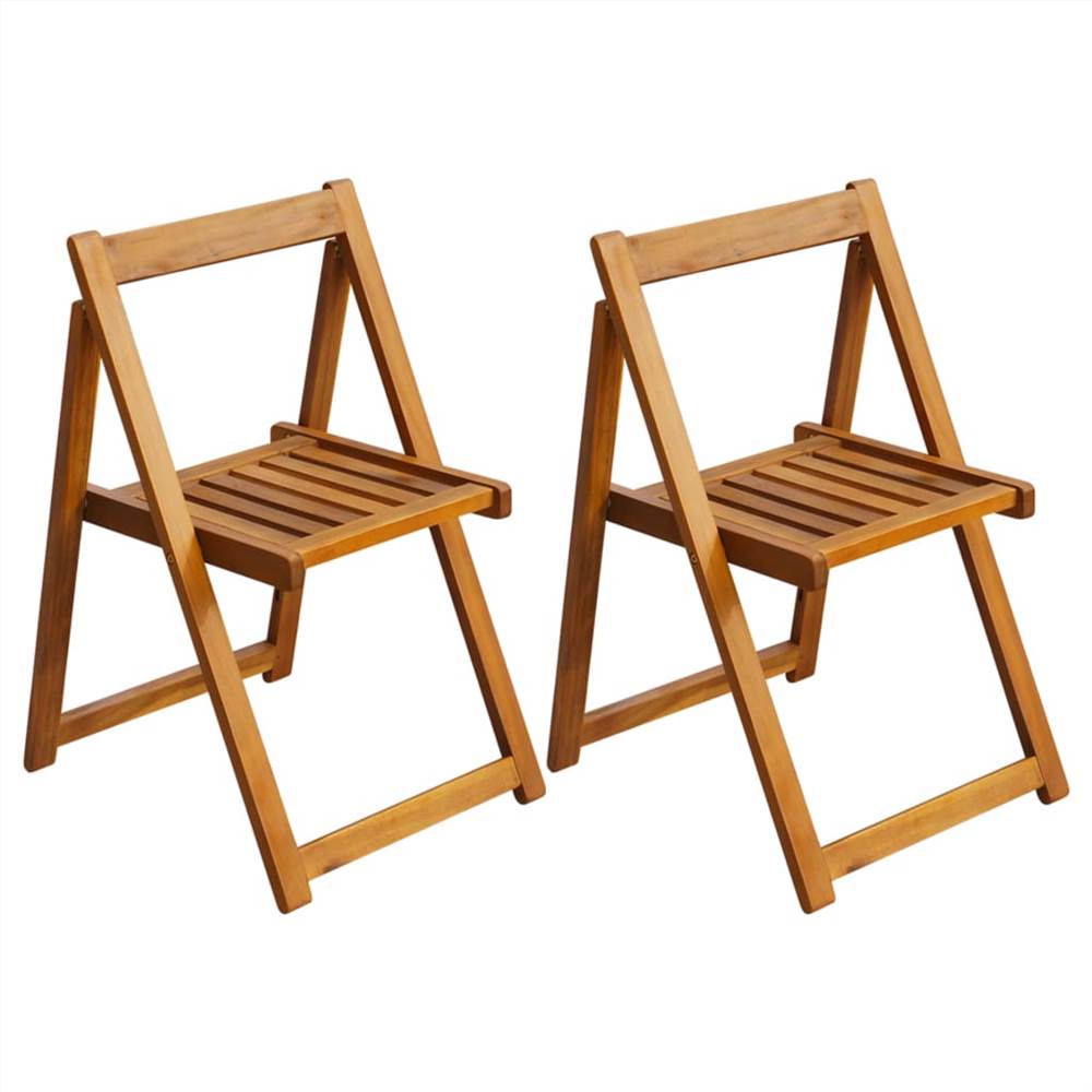 

Folding Garden Chairs 2 pcs Solid Acacia Wood