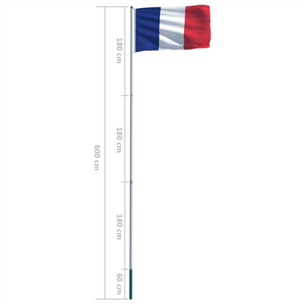 France Flag and Pole Aluminium 6 m