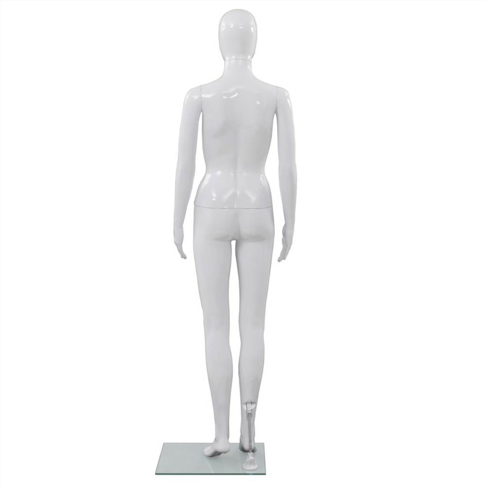 Full Body Female Mannequin with Glass Base Glossy White 175 cm