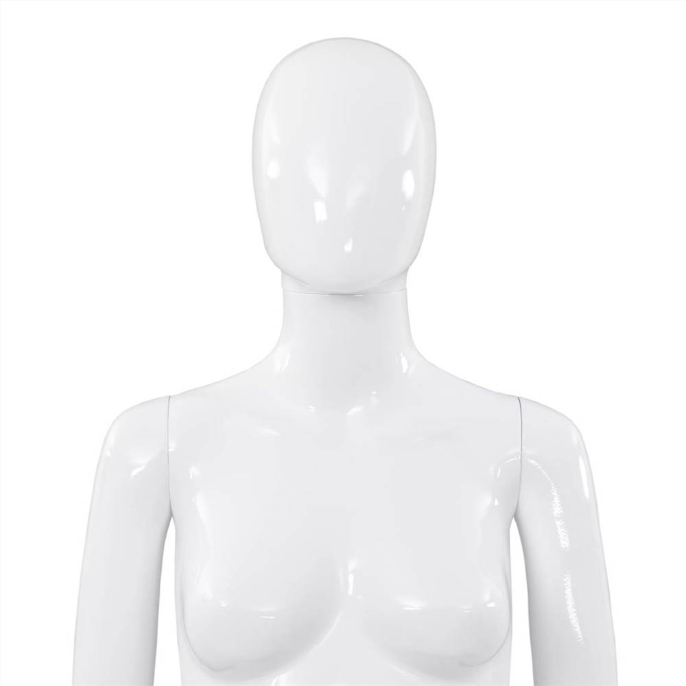 Full Body Female Mannequin with Glass Base Glossy White 175 cm