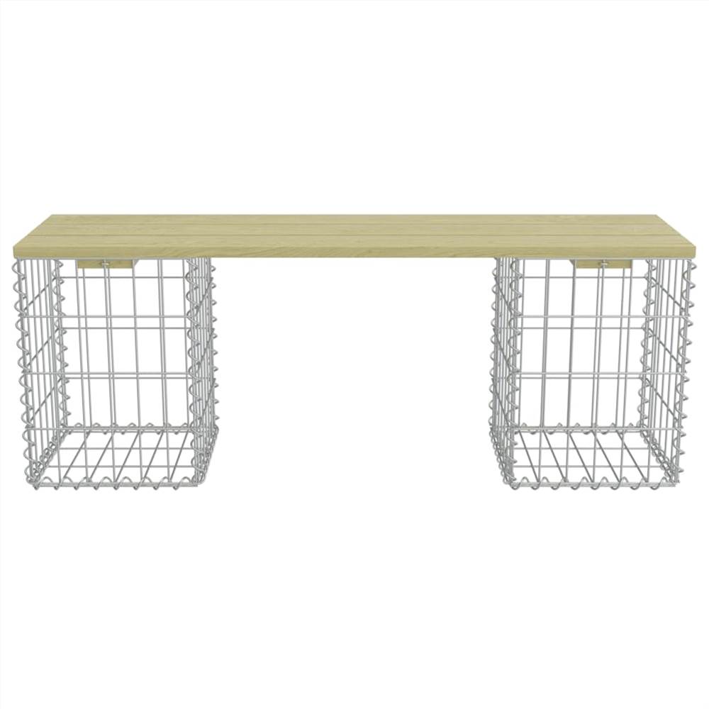 Gabion Bench 120 cm Galvanised Steel and Pinewood