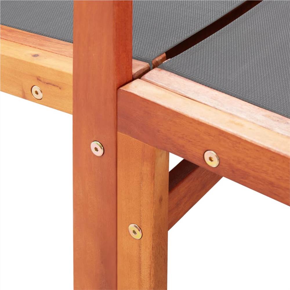 Garden Chair with Footrest Grey Solid Eucalyptus Wood and Textilene