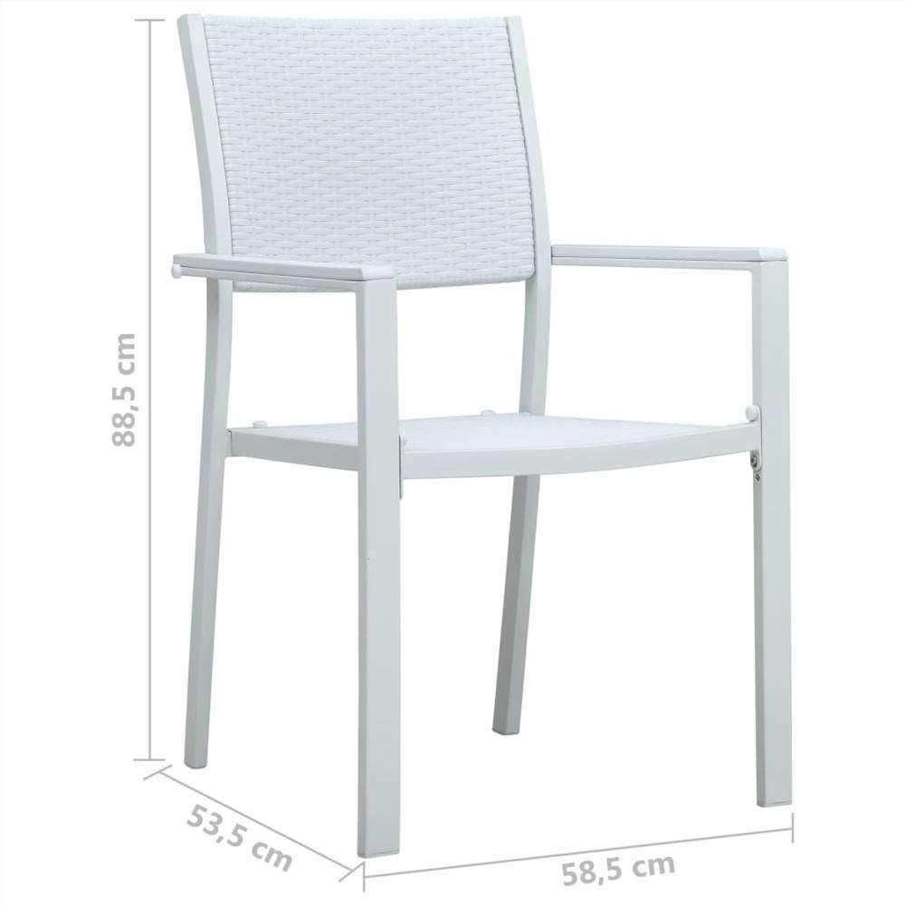 Garden Chairs 2 pcs White Plastic Rattan Look