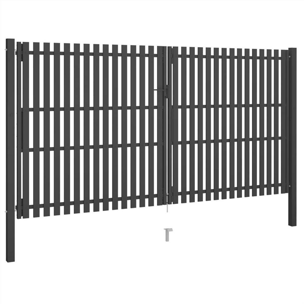 Garden Fence Gate Steel 4x2.5 m Anthracite