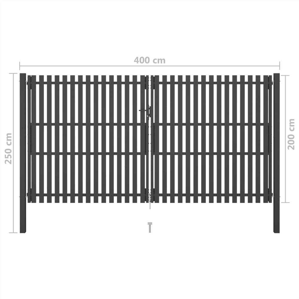 Garden Fence Gate Steel 4x2.5 m Anthracite