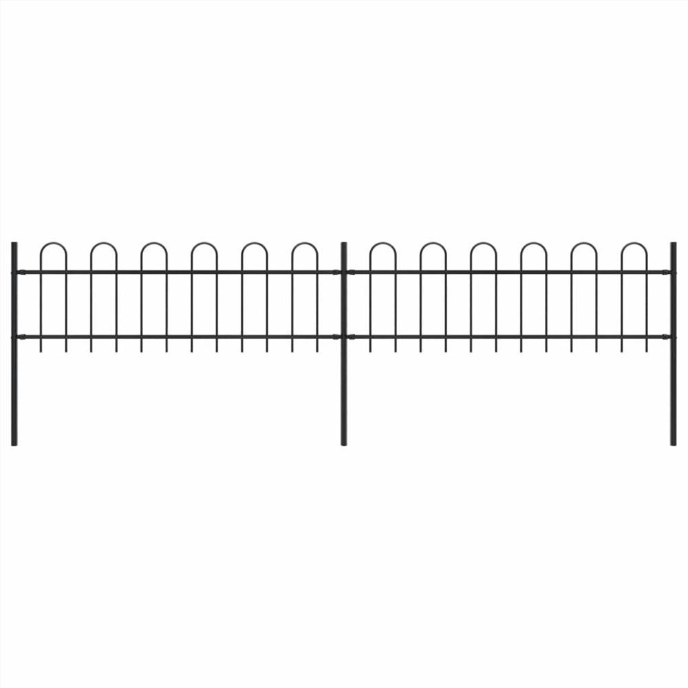 

Garden Fence with Hoop Top Steel 3.4x0.6 m Black