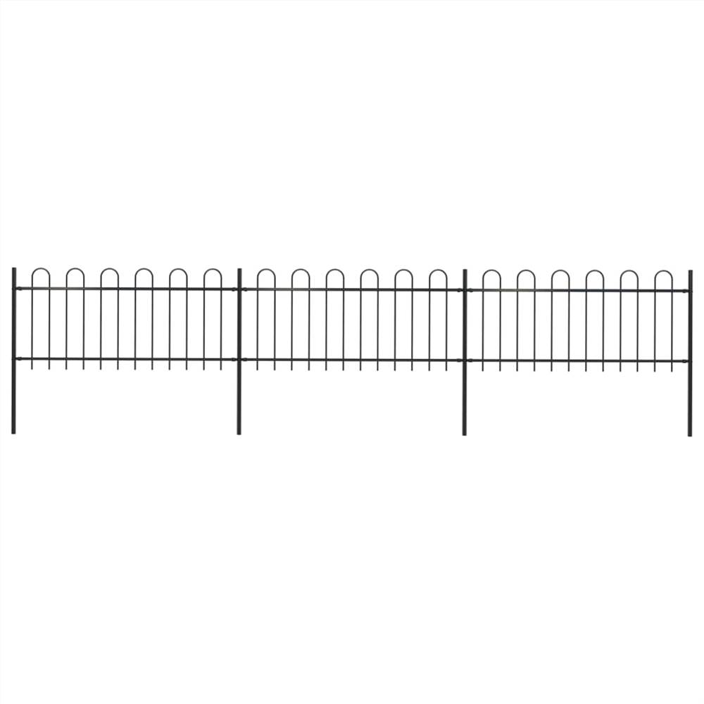 

Garden Fence with Hoop Top Steel 5.1x0.8 m Black