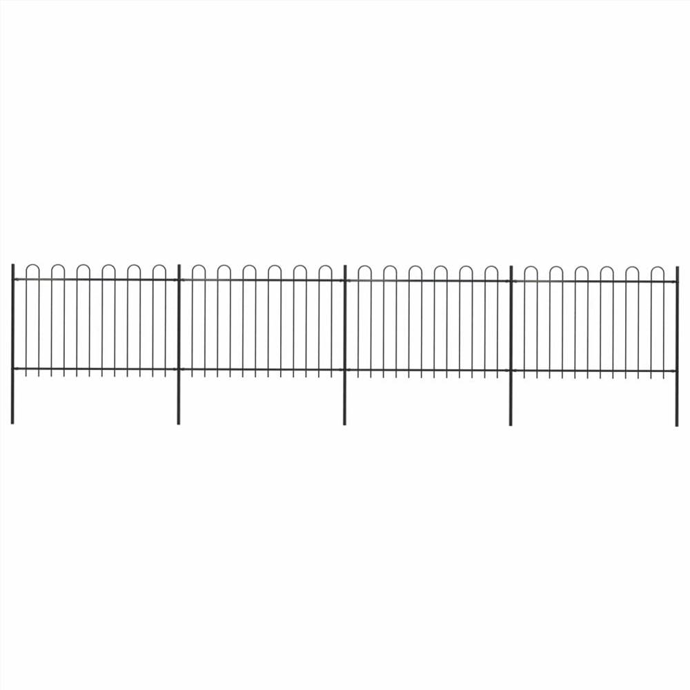 

Garden Fence with Hoop Top Steel 6.8x1.2 m Black