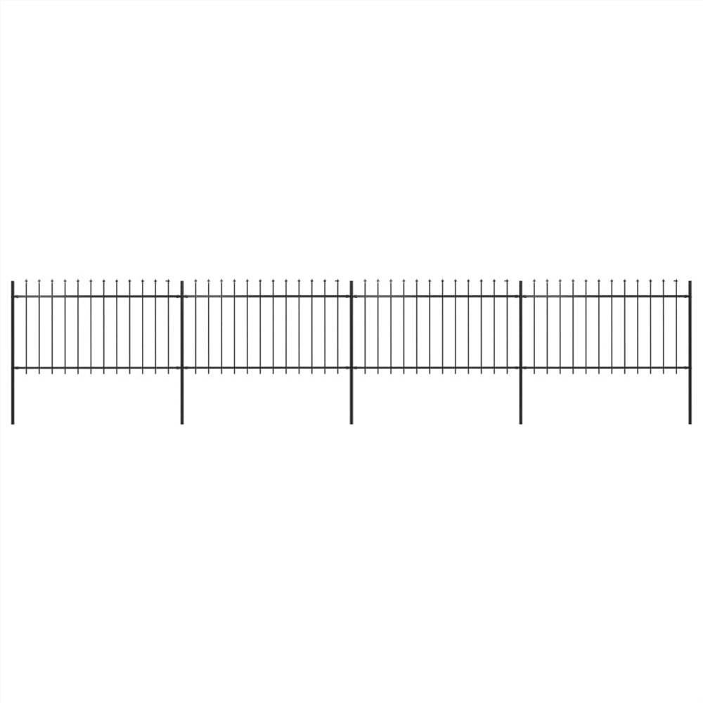 

Garden Fence with Spear Top Steel 6.8x1 m Black