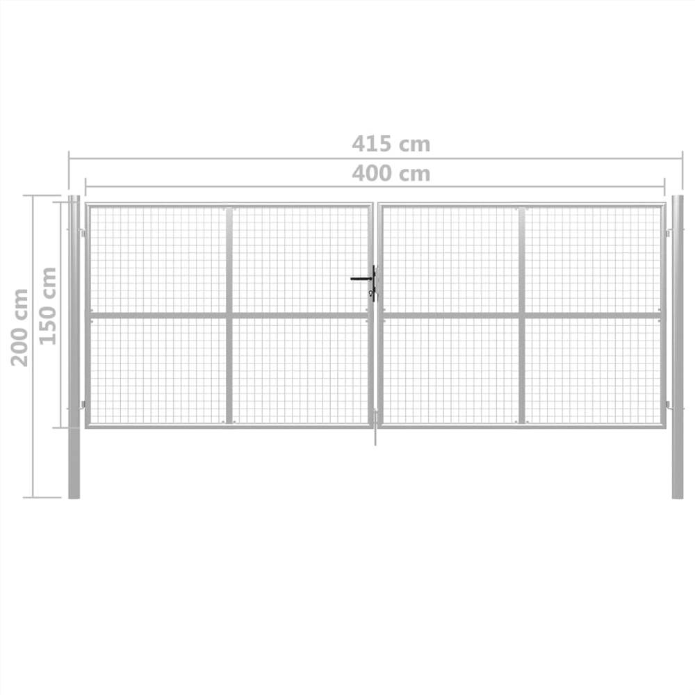Garden Gate Galvanised Steel 415x200 cm Silver