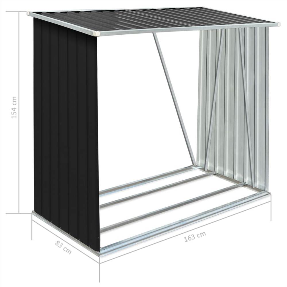 Garden Log Storage Shed Galvanised Steel 163x83x154 cm Anthracite