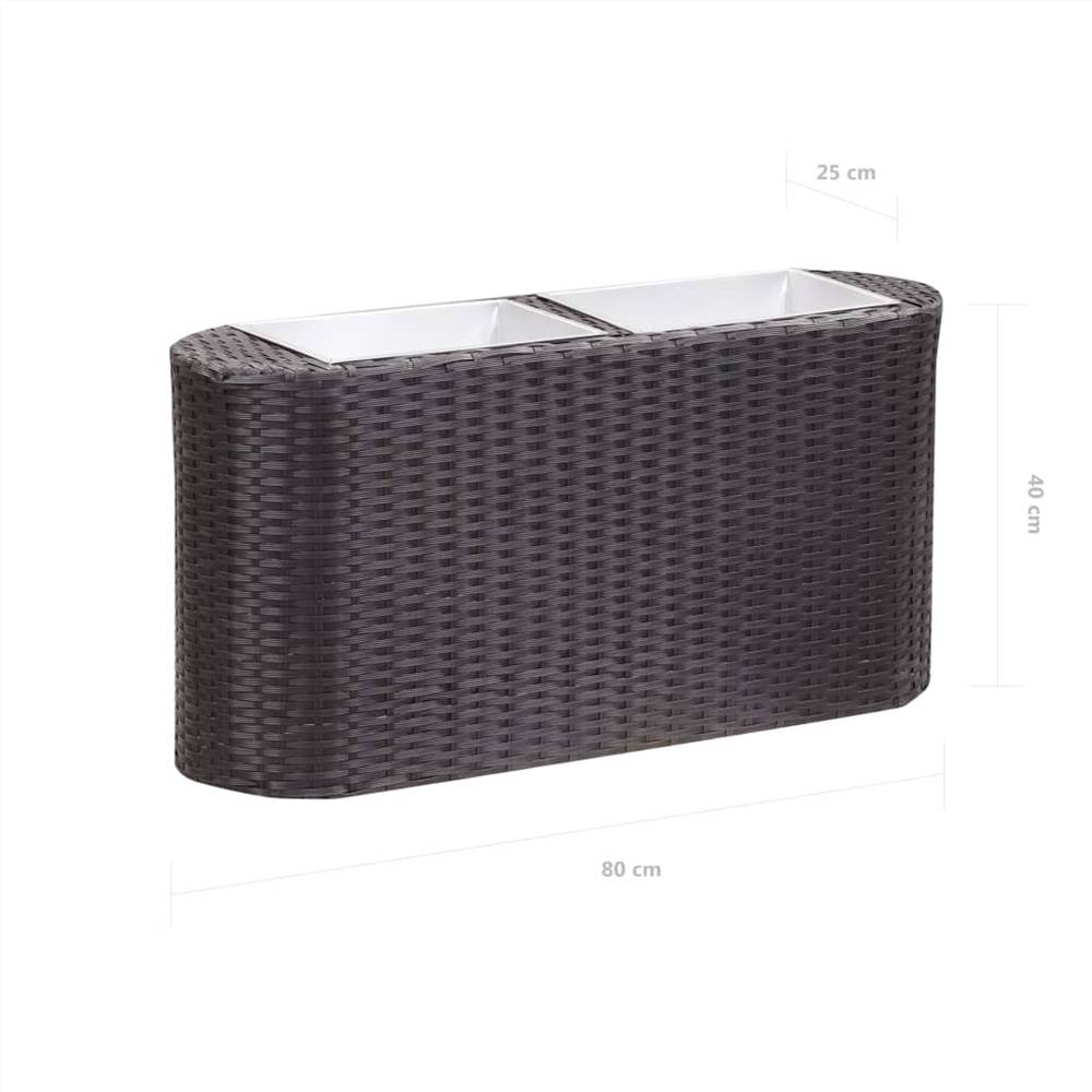 Garden Raised Bed 80x25x40 cm Poly Rattan Black