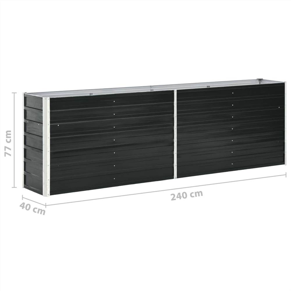 Garden Raised Bed Galvanised Steel 240x40x77 cm Anthracite