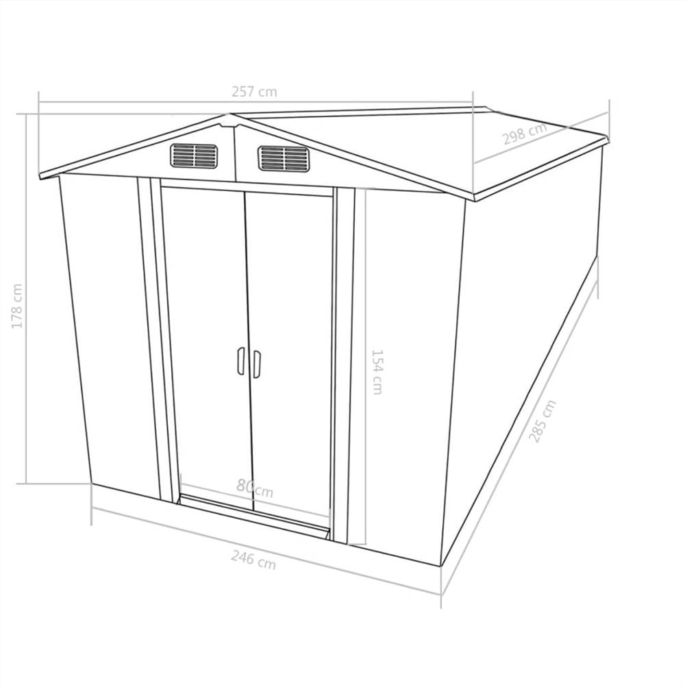 Garden Shed 257x298x178 cm Metal Brown