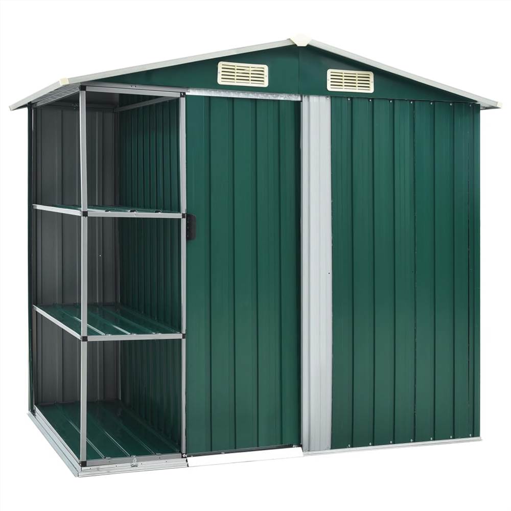

Garden Shed with Rack Green 205x130x183 cm Iron
