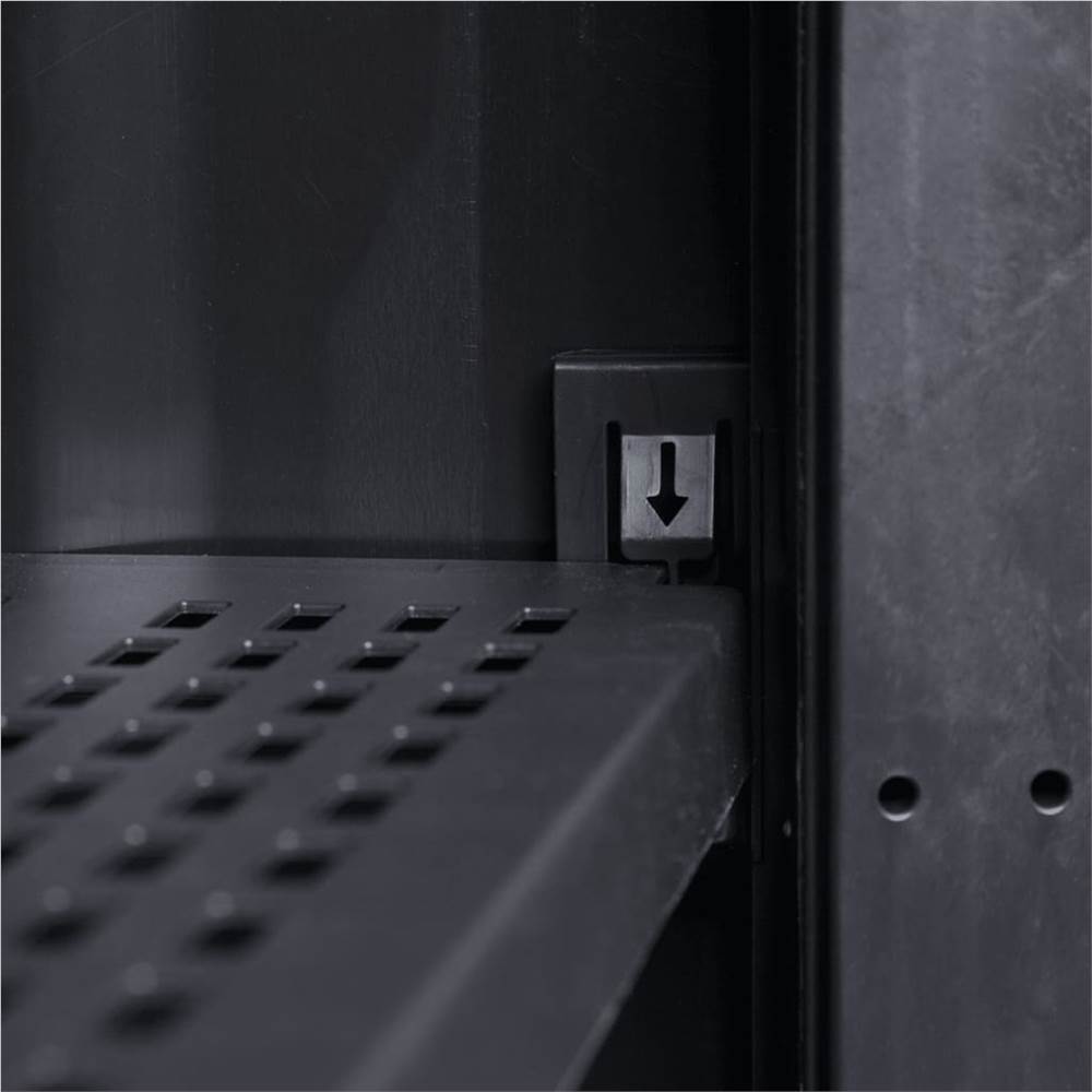Garden Storage Cabinet with 4 Shelves Black and Grey