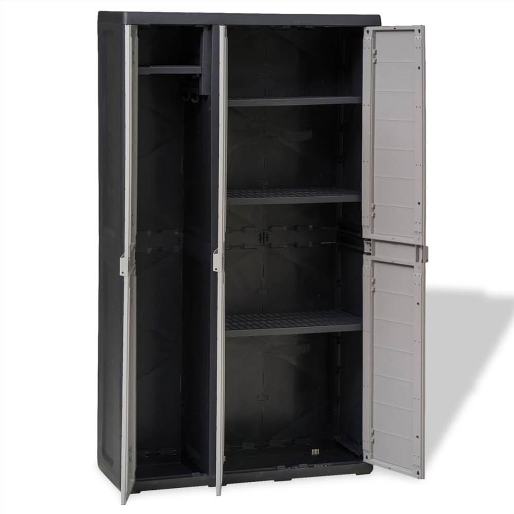 Garden Storage Cabinet with 4 Shelves Black and Grey