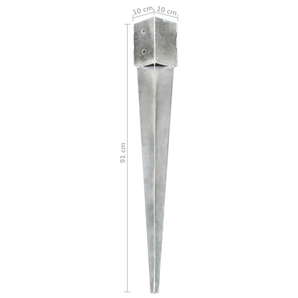 Ground Spikes 12 pcs Silver 10x10x91 cm Galvanised Steel