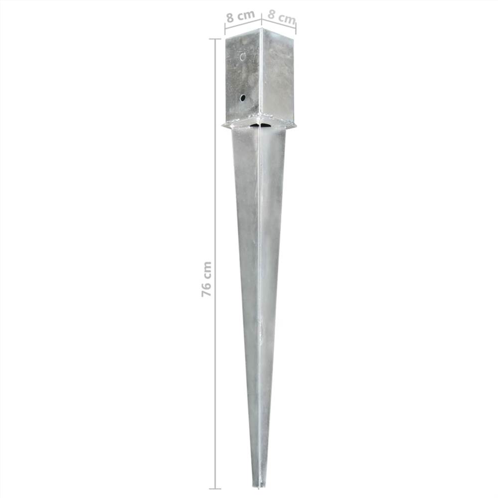 Ground Spikes 12 pcs Silver 8x8x76 cm Galvanised Steel
