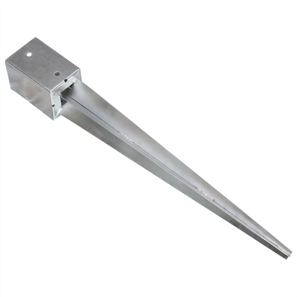 Ground Spikes 2 pcs Silver 9x9x75 cm Galvanised Steel