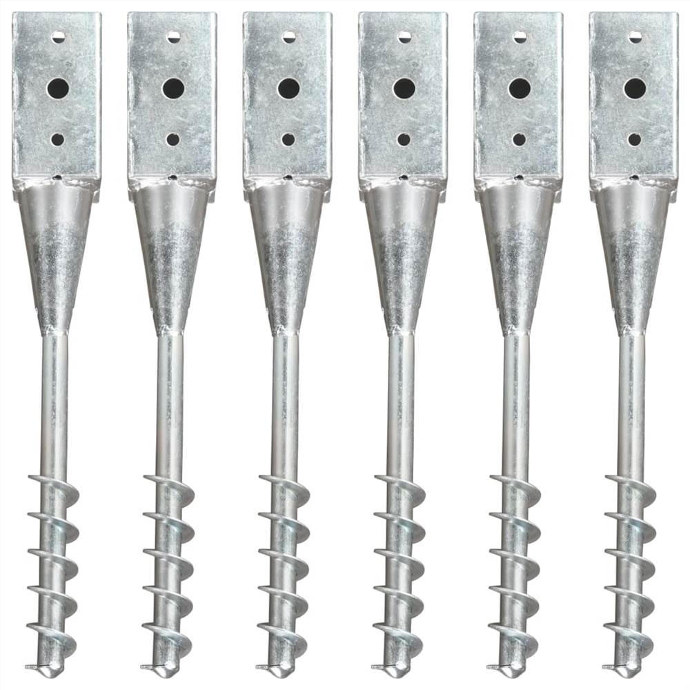 

Ground Spikes 6 pcs Silver 10x10x57 cm Galvanised Steel