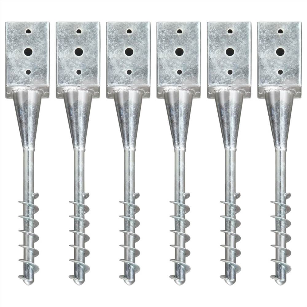 Ground Spikes 6 pcs Silver 9x9x56 cm Galvanised Steel