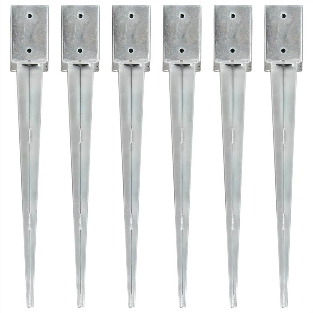 

Ground Spikes 6 pcs Silver 9x9x75 cm Galvanised Steel