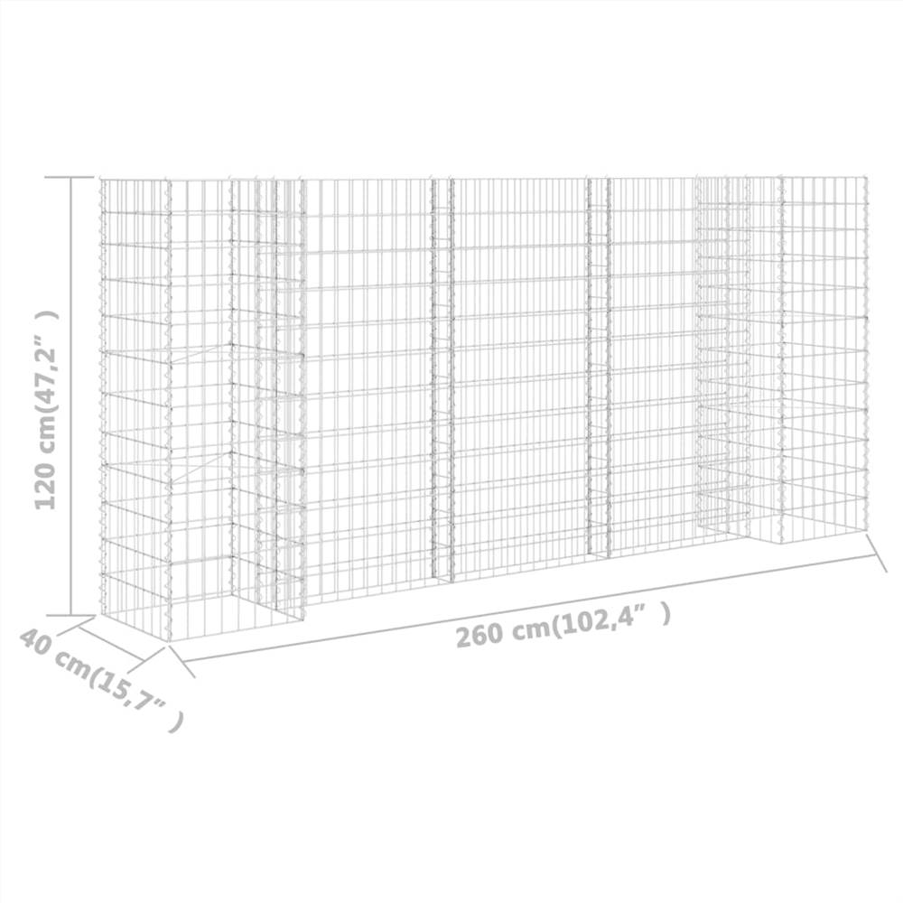 H-Shaped Gabion Planter Steel Wire 260x40x120 cm