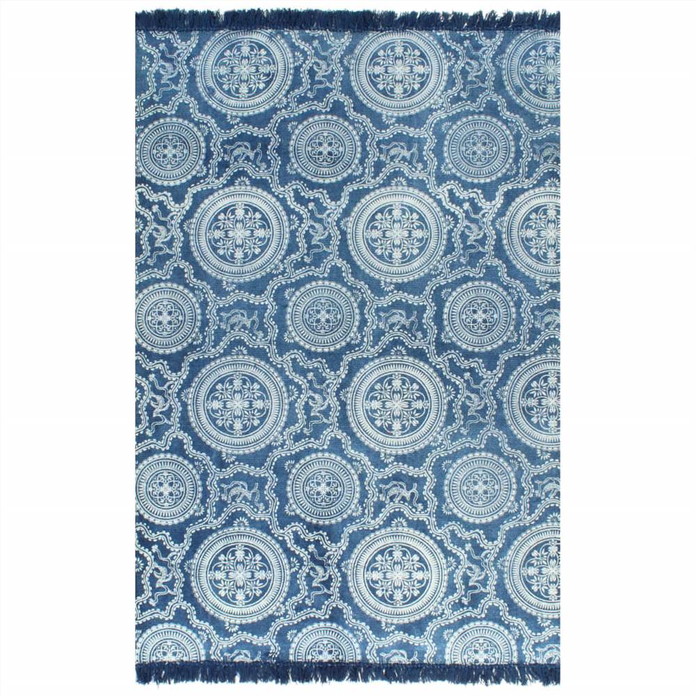 Tappeto Kilim in cotone 160x230 cm con motivo blu
