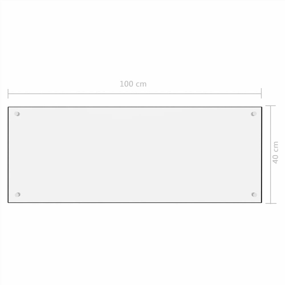 Kitchen Backsplash White 100x40 cm Tempered Glass