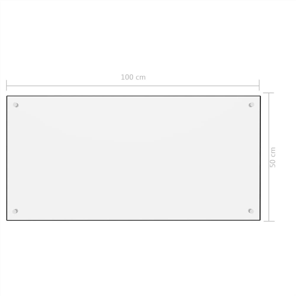 Kitchen Backsplash White 100x50 cm Tempered Glass