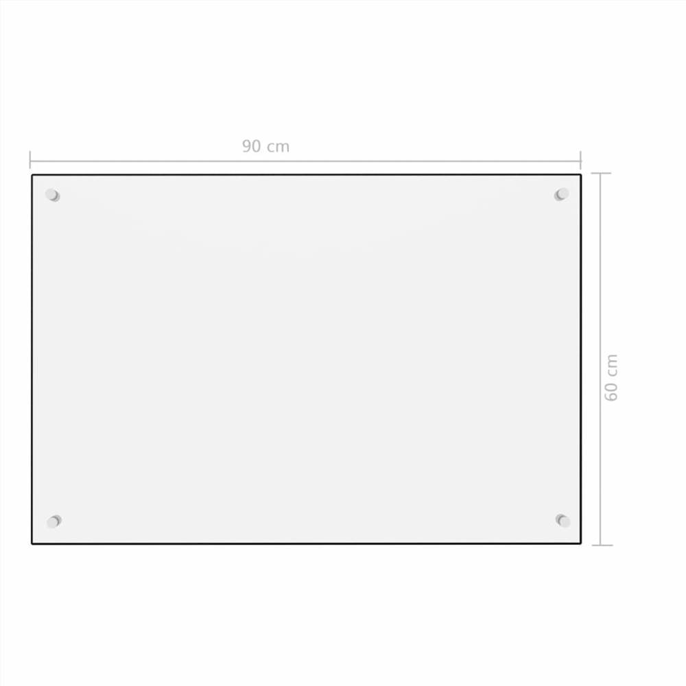 Kitchen Backsplash White 90x60 cm Tempered Glass