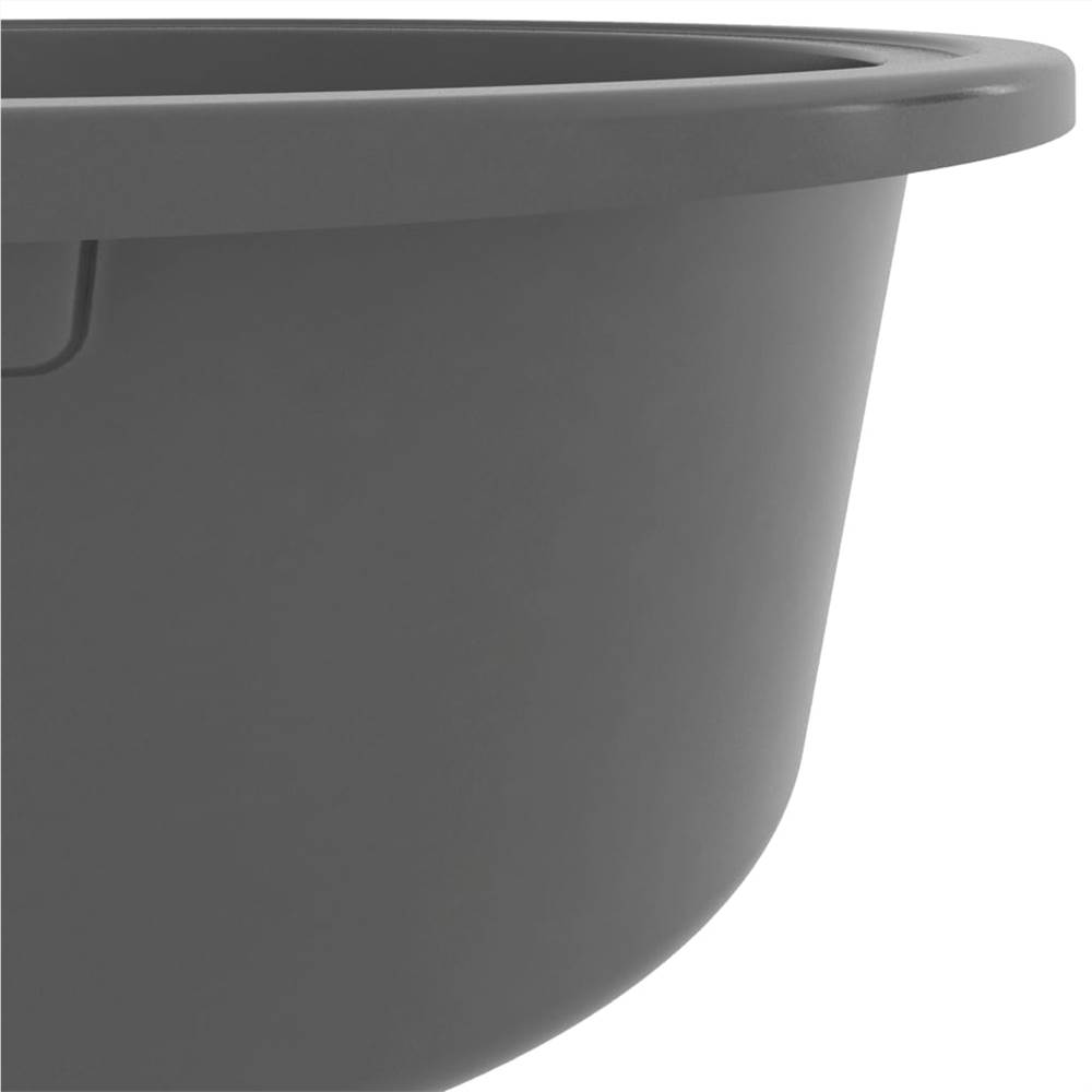 Kitchen Sink Double Basins Oval Grey Granite