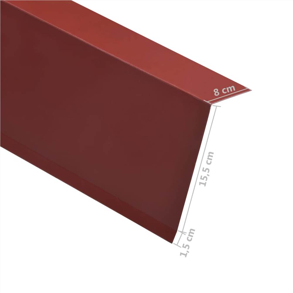 L-shape Roof Edge Plates 5 pcs Aluminium Red 170cm