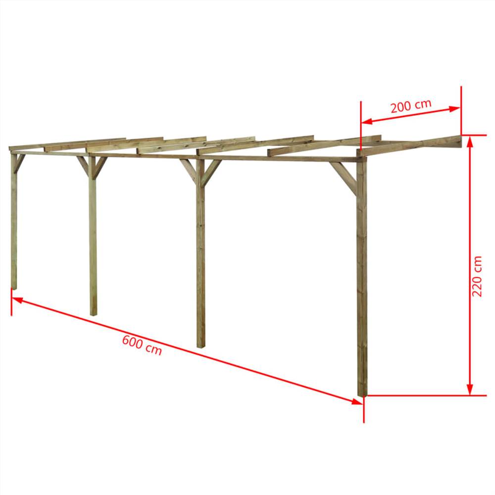 Lean-To Pergola 2x6x2.2 m Wood